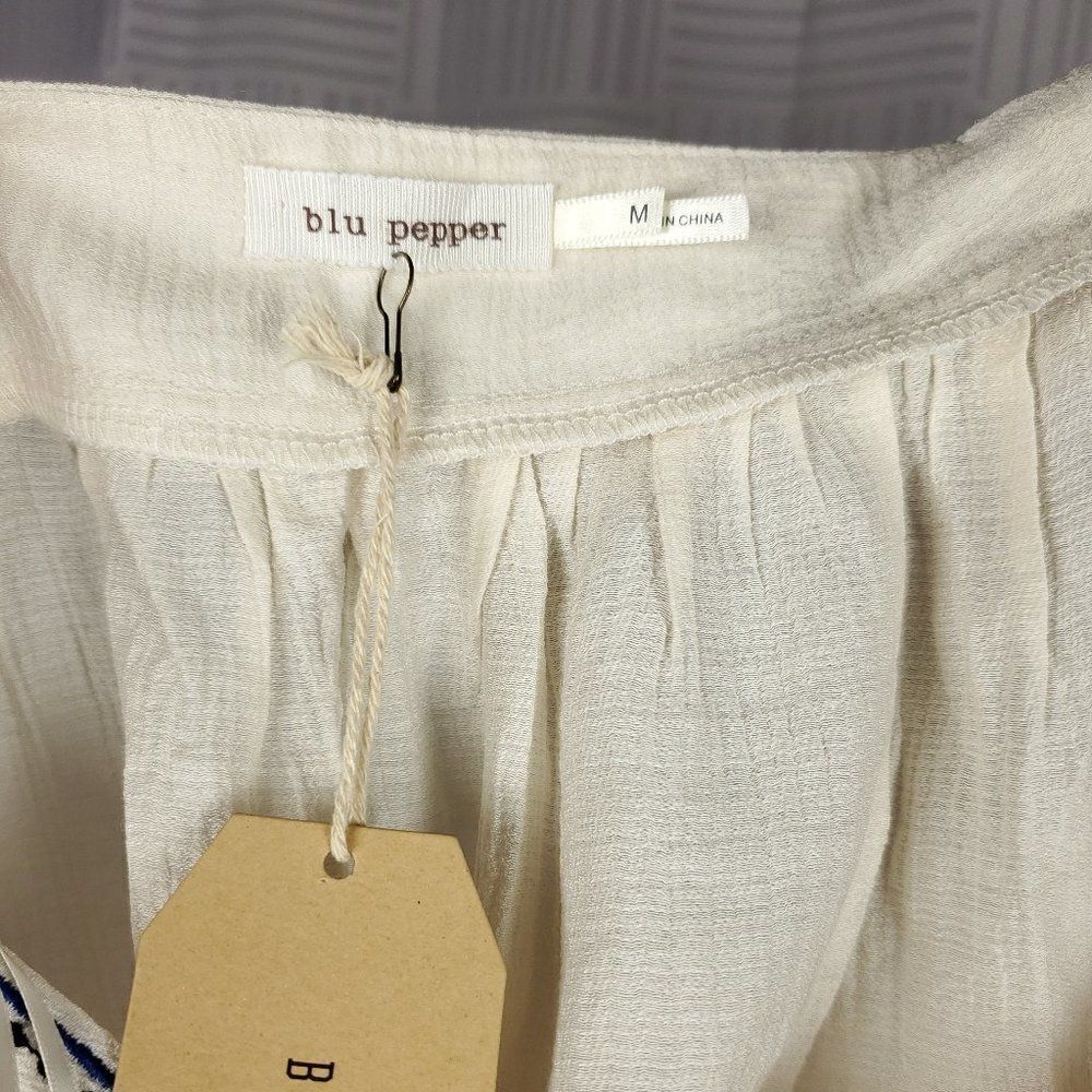 Blu Pepper Embroidered Ruffle Trim Blouse #044 - Picture 10 of 11